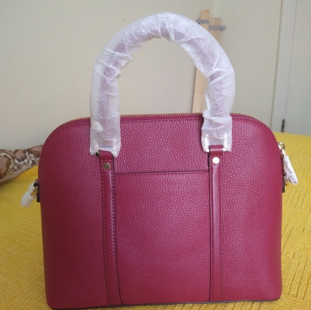 Michael Kors Pebbled Leather Medium Dome Satchel Bag Bedford Legacy - Picture 4 of 11